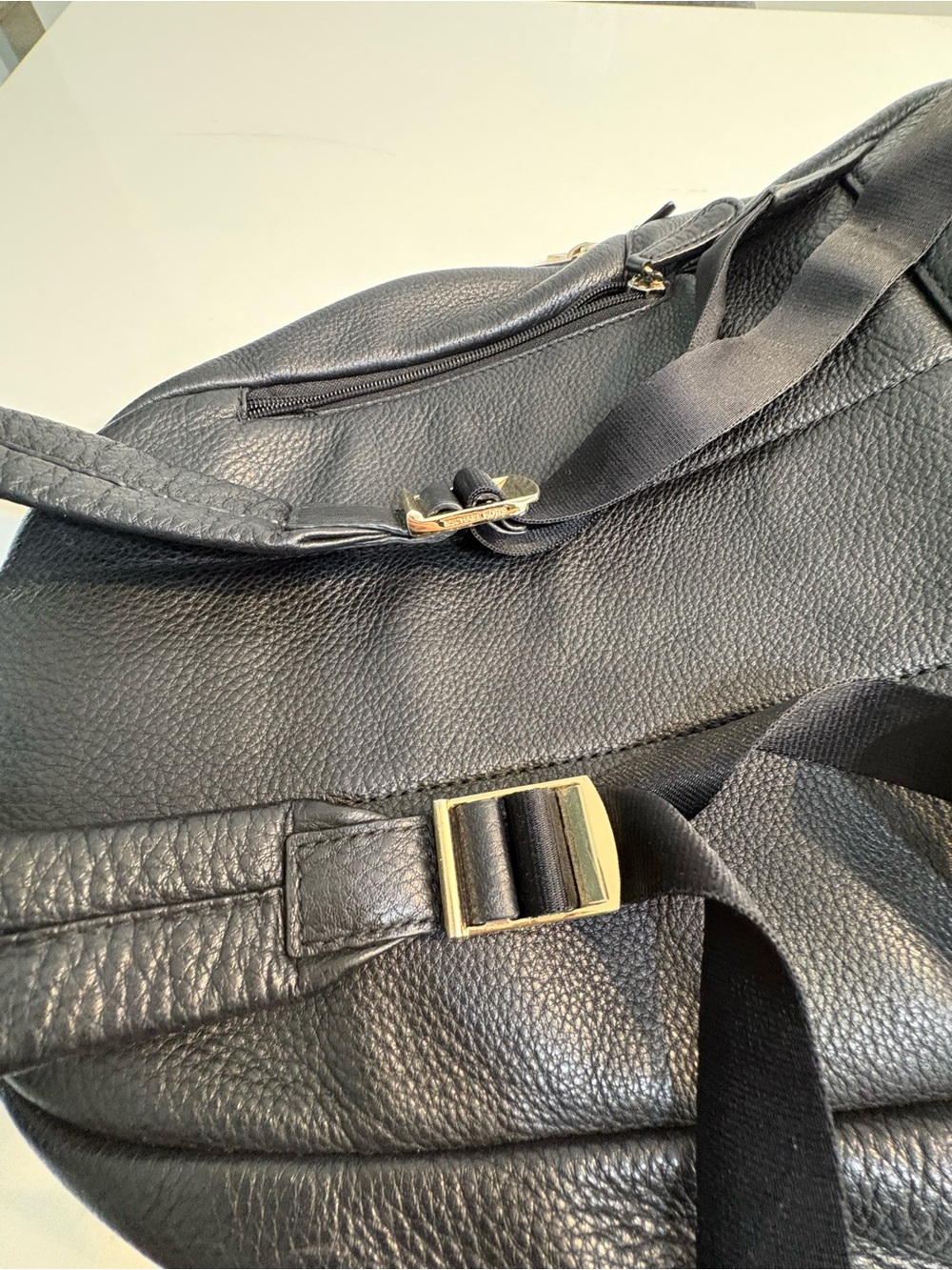 Michael Kors Black Leather Backpack with Gold Hardware - Picture 13 of 15